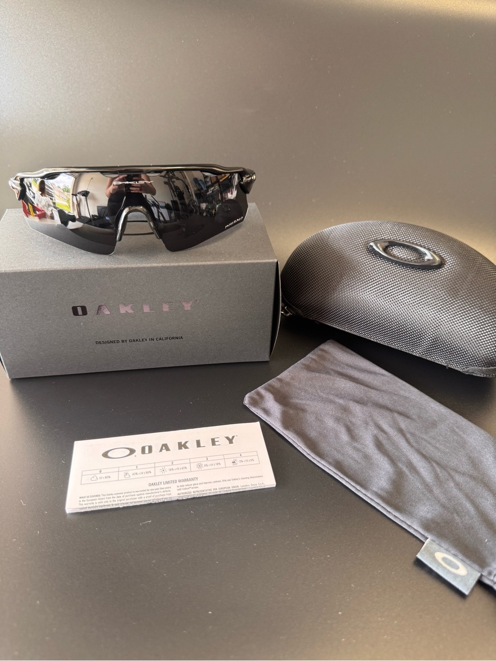 Oakley Black Wraparound Performance Sunglasses with Mirrored Lens
